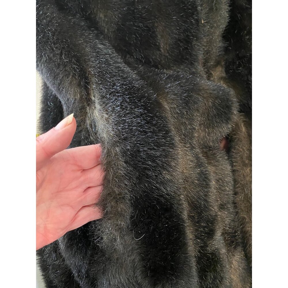 Vintage Gallery Dark Brown Faux Fur Long Coat Made In U.S.A. Small - Picture 6 of 12